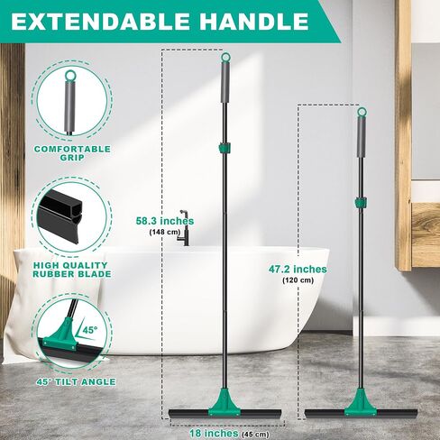 Jehonn Floor Squeegee ثقيلة مع مقبض طويل 58.3 بوصة ، مكشطة مطاطية لتنظيف ماء الرغوة على الجراج خرسانة الحمام البلاط الدش الزجاج in Saudi Arabia