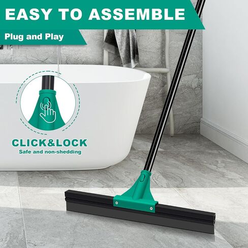 Jehonn Floor Squeegee ثقيلة مع مقبض طويل 58.3 بوصة ، مكشطة مطاطية لتنظيف ماء الرغوة على الجراج خرسانة الحمام البلاط الدش الزجاج in Saudi Arabia