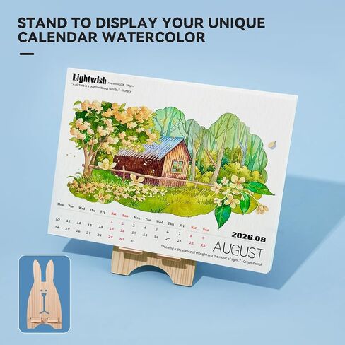 Lightwish Watercolor Calendar Set for 2025, 100% Cotton, 12 Sheets, 140lb (300gsm), Acid-Free Cold Pressed Watercolor Paper Bulk, Art Supplies for Watercolor Crafts and DIY Media in Kuwait