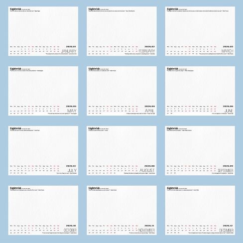 Lightwish Watercolor Calendar Set for 2025, 100% Cotton, 12 Sheets, 140lb (300gsm), Acid-Free Cold Pressed Watercolor Paper Bulk, Art Supplies for Watercolor Crafts and DIY Media in Kuwait