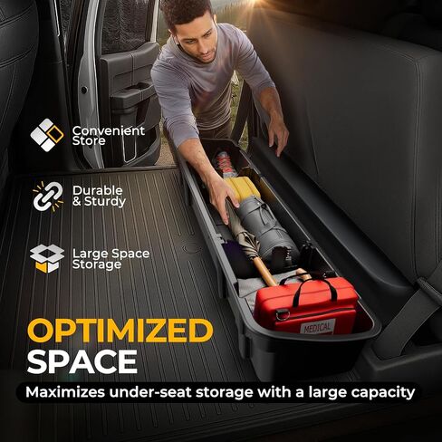 أسرة تلقائية خلفية تحت أداة تخزين الأدوات مقعد شحنة مربع منظم علبة متوافقة مع Chevy Silverado GMC Sierra 1500 2500HD 3500HD CREW CAB Pickup 2007-2019 ، تصميم خفيف الوزن ، أسود لامع in Kuwait