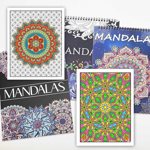 Ilyever 3 Pack Adult Stress Relief Coloring Book,60 Page Mandalas,Animal & Flower Patterns,Spiral Bound Women Coloring Books for Mindfulness & Relaxation for Christmas,Birthday&Holiday Party Gifts in Saudi Arabia