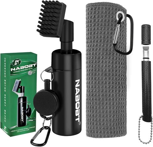 Upgraded Splash Golf Club Cleaner Brush & A Premium Golf Towel(16x16 inch) Set, Heavy Duty Retractable Clip Golf Club Cleaner Brush with Water, 5-oz Water Spray Brush for Golf Bag Accessories in Saudi Arabia