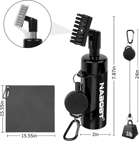Upgraded Splash Golf Club Cleaner Brush & A Premium Golf Towel(16x16 inch) Set, Heavy Duty Retractable Clip Golf Club Cleaner Brush with Water, 5-oz Water Spray Brush for Golf Bag Accessories in Saudi Arabia