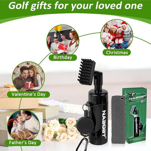 Upgraded Splash Golf Club Cleaner Brush & A Premium Golf Towel(16x16 inch) Set, Heavy Duty Retractable Clip Golf Club Cleaner Brush with Water, 5-oz Water Spray Brush for Golf Bag Accessories in Saudi Arabia