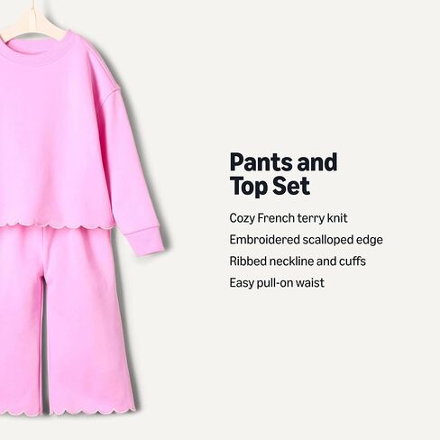 Amazon Essentials x Sofia Grainge Toddlers and Baby Girls' French Terry Sweatshirt Pant and Top Set in Kuwait