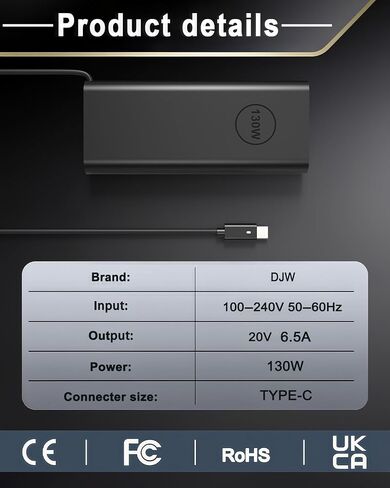 شاحن Mac Book Pro - شاحن USB C بقوة 100 وات شاحن سريع لجهاز Mac Book pro/Air iPad Pro 12.9، 11 بوصة 2020/2018 Samsung Galaxy وجميع أجهزة الكمبيوتر المحمولة والهواتف USB-C in Kuwait