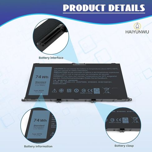 357F9 71JF4 74WH بطارية الكمبيوتر المحمول لـ Inspiron 15 7000 7559 7557 7567 7566 7759 I7559 15 5576 5577 INS15PD Series 15-7559 071JF4 in Kuwait