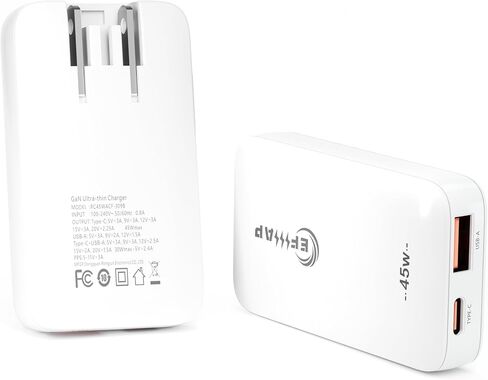 45W Flat USB C Wall Charger, Ultra Slim Dual-Ports USB Wall Plug in Kuwait