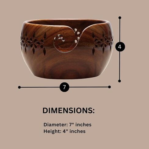 Wooden Yarn Bowl for Crocheting - Crochet Yarn Bowl Holder (7x4) - Handmade Blue Yarn Bowl – Large Knitting Wood Bowl - Crafting Gifts for Women, Gifts for Moms, Birthday in Saudi Arabia
