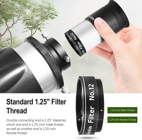 Astromania 1.25-Inch Telescope Eyepiece Filter Set(6 Pieces), Variable Grey Polarizing Filter, 5 Planetary Color Filters - Enhance Lunar Planetary Observation - Reduce Light Pollution in Kuwait