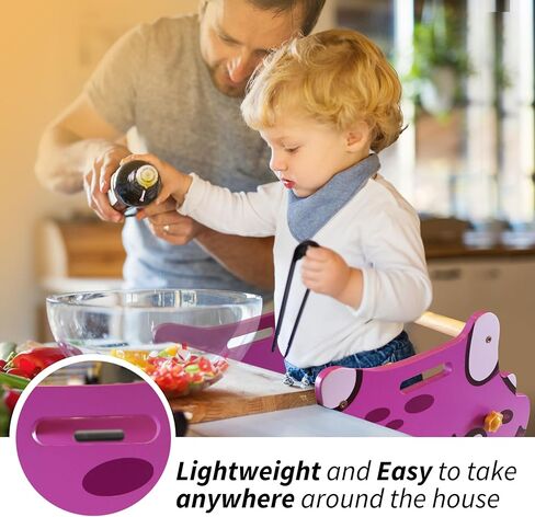 Toddler Tower Townable Trex Dino Toddler Step -Stool- آمن دافئ Toddler Tower Tower Tower Towner للتعلم - تصميم براءة اختراع أصلي مع CPC للأطفال - مثالي للمطبخ والحمام - الأخضر in Kuwait