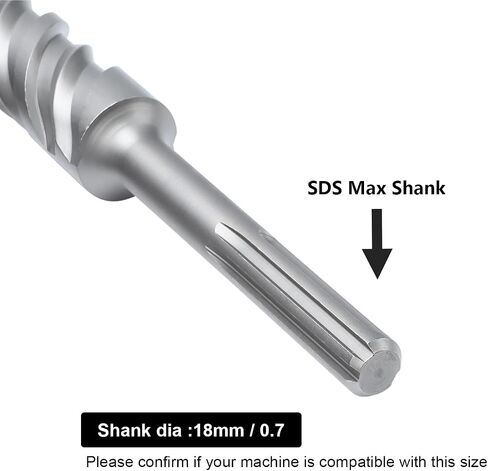 5/8 x 18 inch SDS Max Rotary Hammer Drill Bit, 16x460mm Carbide Tip Masonry Drill Bit,Concrete Drill Bit for Masonry, Brick, Stone, Concrete (Length :460mm / 18 inch, 16mm (5/8 in) Diameter) in Kuwait