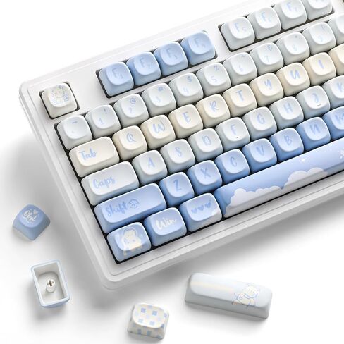 Yunzii 132 Keys MOA Keycaps ، Dye-Subsion PBT Custom keycap set for moa profile ، bear bear conduction keycaps for mx switches mechanical gaming keyboard (purple) in Kuwait