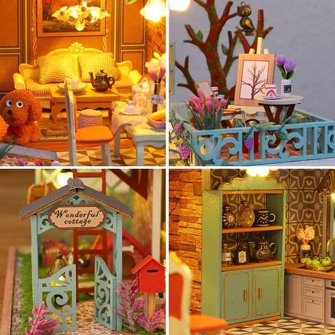 CRIOLPO DIY Miniature House Kit، DIY Doll House Miniature Kit للبالغين، طقم صنع منزل صغير، طقم بيت الدمية مع الأثاث، مجموعات الحرف اليدوية، نموذج الحرف الخشبية ثلاثية الأبعاد - متجر الخياطة in Kuwait