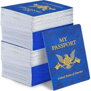 30 Pcs Blank Passport Books 300pcs Travel Journal Sticker Passport Stamps for Kids Fake Passport for School Theme Party World Travel Pretend Activity Party Favors Blue Passport Notebook in Saudi Arabia