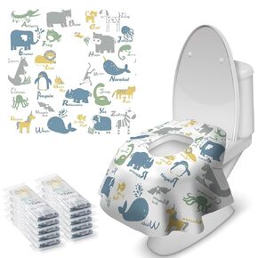 Blissful Diary 15 Pcs Toilet Seat Covers Disposable for Toddlers & Adults, Extra Large Waterproof, Portable Package for Travel, Kids Potty Training(Animal) in Kuwait
