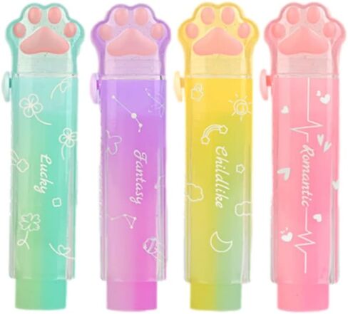 Retractable Pencil Eraser, Cute Erasers,Cat Paw Eraser,Suitable for School Home Office Supplies, 4Pcs in Kuwait