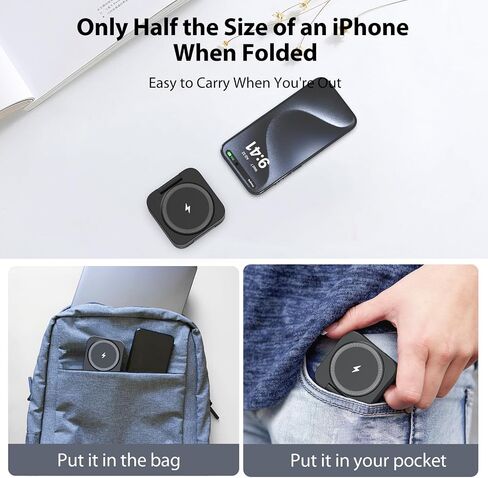 الشاحن اللاسلكي لـ iPhone ، KU XIU 3 في محطة شحن السفر لـ iPhone 16/15/14/13/12 ، شاحن قابلة للطي 5W لـ Apple Watch10/9/7/6/5/4/3/3/SE ، من أجل AirPods 4/3/2/PRO in Kuwait