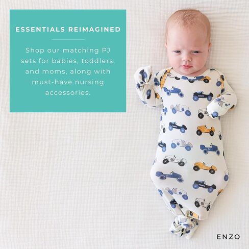 Posh Peanut Newborn Knotted Baby Gowns 0-3 Months - Easy-Tie Hospital Outfit Viscose from Bamboo Sleepers for Baby Boy & Girl, Safari Animals in Saudi Arabia
