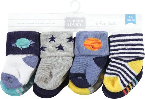 Hudson Baby Baby Unisex Cotton Rich Newborn and Terry Socks, Neutral Heel Toe, 6-12 Months, Brown in Saudi Arabia