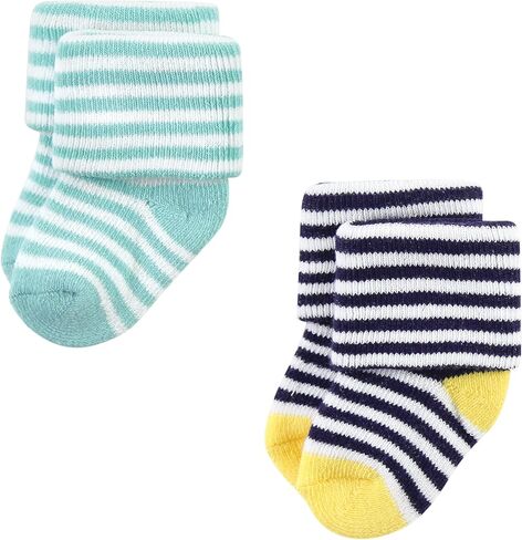 Hudson Baby Baby Unisex Cotton Rich Newborn and Terry Socks, Neutral Heel Toe, 6-12 Months, Brown in Saudi Arabia