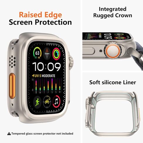 amBand Slim PC Case Screen Protector Cover for Apple Watch Ultra 2/Ultra 49mm Men Women, Protective Hard Bumper Thin Frame + 9H Tempered Glass Film, [Stylish] [Lightweight] [Waterproof], Black/Clear in Saudi Arabia