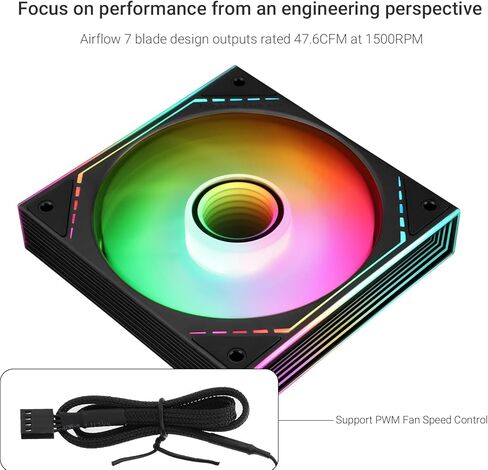 Thermalright TL-M12R-S CPU Case Fan, 120mm with ARGB Mirror Light Effect,4pin PWM Silent Computer Cooler ARGB Fan, for Case CPU Liquid Cooler and CPU Air Cooler in Kuwait
