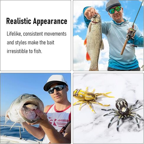 Sumind 4 Pieces Spider Lures Fishing Bass Spider Lure Freshwater Fishing Spider Lures for Fishing Bass 1.9 Inch Length Weigh 0.2 oz(Multi Color) in Saudi Arabia