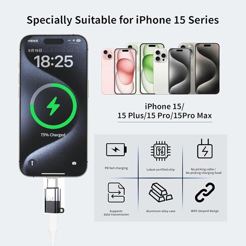 [MFI Certified] Lightning to USB C Calling Audio Adapter Calling ، USBC Male to Female Lightning Headphone Adapter لـ Apple iPhone 16 15 Pro Max iPad Galaxy استدعاء الميكروفون ليس للشحن من أجل Live in Kuwait