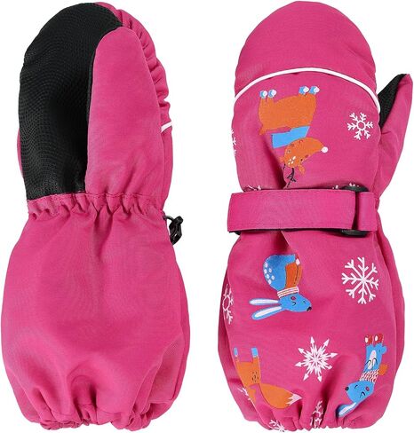 American Trends Toddler Winter Mittens Snow Toddler Gloves Ski Kids Mittens Warm Gloves for Toddler Kids Pure Black S(Fits 2-4 years) in Kuwait