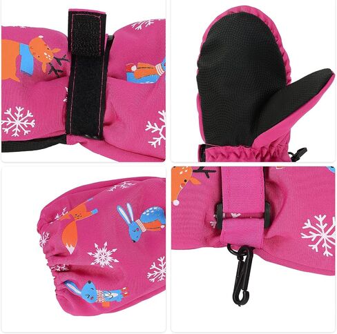 American Trends Toddler Winter Mittens Snow Toddler Gloves Ski Kids Mittens Warm Gloves for Toddler Kids Pure Black S(Fits 2-4 years) in Kuwait