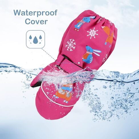 American Trends Toddler Winter Mittens Snow Toddler Gloves Ski Kids Mittens Warm Gloves for Toddler Kids Pure Black S(Fits 2-4 years) in Kuwait