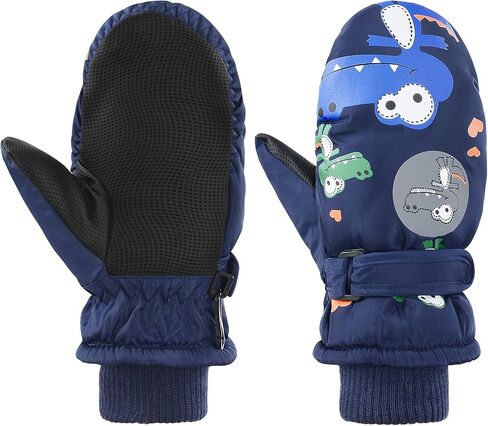 American Trends Toddler Winter Mittens Snow Toddler Gloves Ski Kids Mittens Warm Gloves for Toddler Kids Pure Black S(Fits 2-4 years) in Kuwait