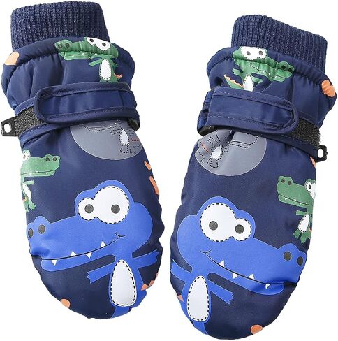 American Trends Toddler Winter Mittens Snow Toddler Gloves Ski Kids Mittens Warm Gloves for Toddler Kids Pure Black S(Fits 2-4 years) in Kuwait
