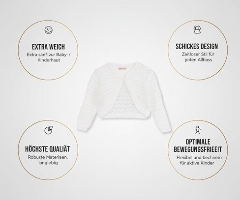 Minora Long Sleeve Bolero, Girls' Knit Cardigan Shrug with One-Button Closure, Baby/Child Cotton Childrens Bolero, Sweater in Kuwait