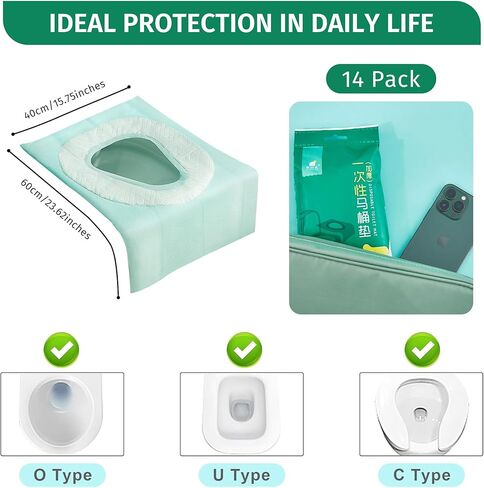 Toilet Seat Covers Disposable,30 Pack Colorful Toilet Seat Covers for Adults and Kids Potty Training,XL Waterproof Travel Accessories for Public Restrooms,Airplane,Camping in Kuwait