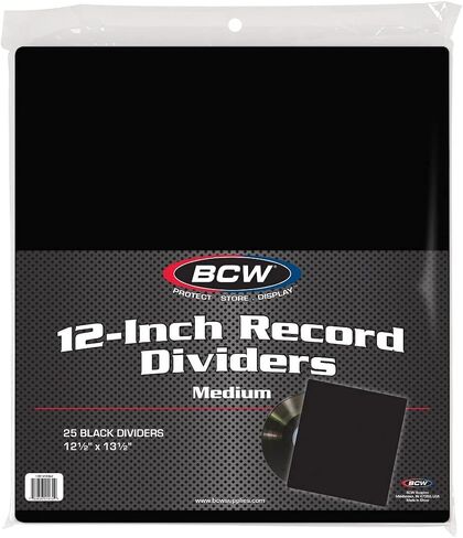 BCW 12-Inch Medium Record Dividers - White | 25 Pack | Premium Quality Archival Plastic Dividers for Vinyl Organization | Precision Cut for Album Storage Boxes in Saudi Arabia