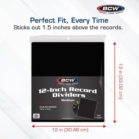 BCW 12-Inch Medium Record Dividers - White | 25 Pack | Premium Quality Archival Plastic Dividers for Vinyl Organization | Precision Cut for Album Storage Boxes in Saudi Arabia