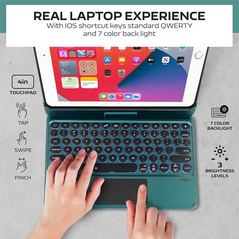 Keyboard Case for iPad Air 11-inch (M3 2025 / M2 2024), 360° Rotatable Keyboard with Touchpad for iPad Pro 11 inch (4th/3rd/2nd/1st Gen) & 10.9" Air 5th/4th Gen, 7 Color Backlit (Rose Gold) in Kuwait