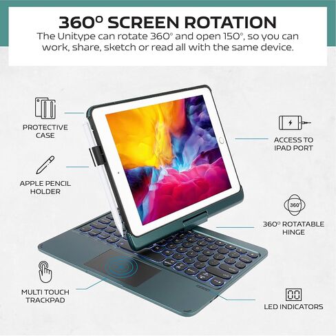 Keyboard Case for iPad Air 11-inch (M3 2025 / M2 2024), 360° Rotatable Keyboard with Touchpad for iPad Pro 11 inch (4th/3rd/2nd/1st Gen) & 10.9" Air 5th/4th Gen, 7 Color Backlit (Rose Gold) in Kuwait