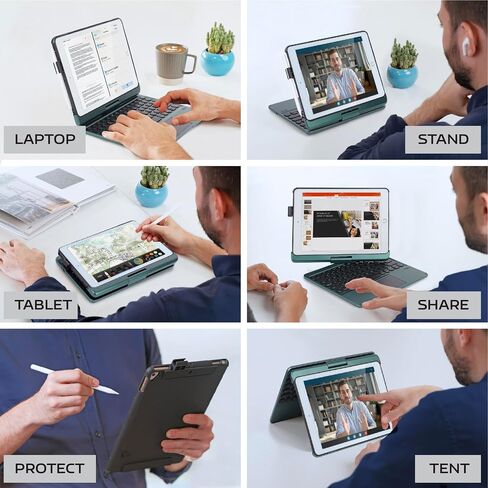 Keyboard Case for iPad Air 11-inch (M3 2025 / M2 2024), 360° Rotatable Keyboard with Touchpad for iPad Pro 11 inch (4th/3rd/2nd/1st Gen) & 10.9" Air 5th/4th Gen, 7 Color Backlit (Rose Gold) in Kuwait
