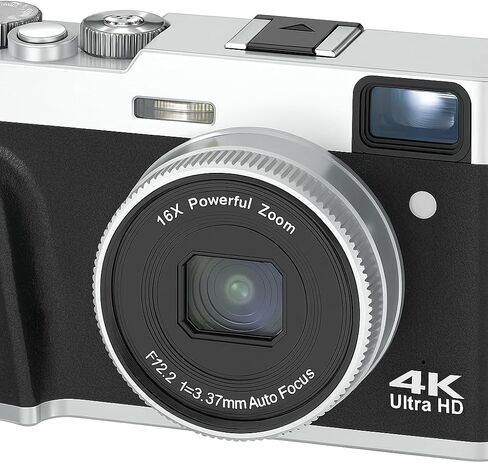 4K Digital Camera with 48MP Ultra HD, 16X Digital Zoom, 2.8" IPS Screen, Autofocus, Vlogging Camcorder, External Mic & Flash Support, TF Card Slot (Black) in Saudi Arabia