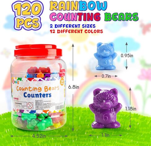Bmag Counting Bears with Matching Sorting Cups,Number Color Recognition STEM Educational Toy for Toddler, Pre-School Learning Toy with 90 Bears,2 Tweezers,11 Activity Cards,1 Storage Box in Saudi Arabia