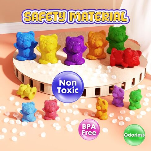 Bmag Counting Bears with Matching Sorting Cups,Number Color Recognition STEM Educational Toy for Toddler, Pre-School Learning Toy with 90 Bears,2 Tweezers,11 Activity Cards,1 Storage Box in Saudi Arabia