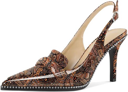 Esvowido Slingback Heels for Women Stilettos Beaded Pointed Toe Shoes Slip On Loafers Pumps High Heel Shoes for Women in Saudi Arabia