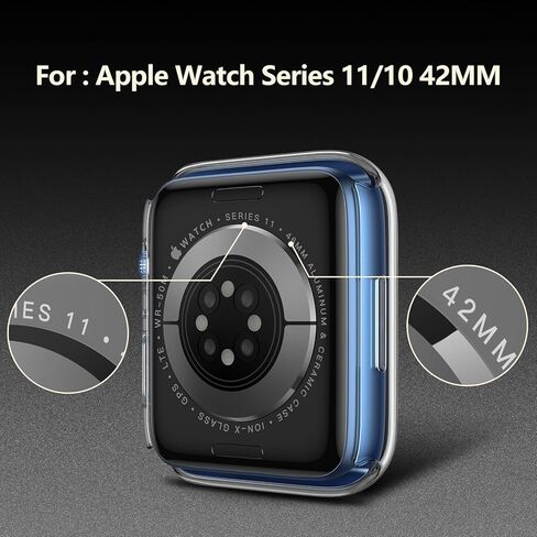 [2 Pack] علبة Julk مع واقي شاشة زجاجي مقسى لـ Apple Watch 10 (2024) 42 ملم ، مصد حارس ضئيل مع زجاج عالي الدقة ، غطاء واقعي للكمبيوتر الكامل لسلسلة IWatch 10 42 مم ، شفاف ، شفاف in Kuwait