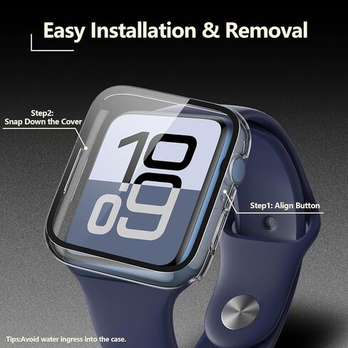 [2 Pack] علبة Julk مع واقي شاشة زجاجي مقسى لـ Apple Watch 10 (2024) 42 ملم ، مصد حارس ضئيل مع زجاج عالي الدقة ، غطاء واقعي للكمبيوتر الكامل لسلسلة IWatch 10 42 مم ، شفاف ، شفاف in Kuwait