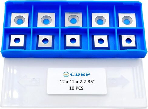 10.5mm Square Carbide Inserts Cutters Knives with 4 Cutting Edge 10.5×10.5×1.5mm-35° Replacement Cutter for Woodworking Fits Spiral Helical Planer Cutter Head or lathe Turning Tipped, 10pcs in Kuwait