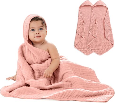 مناشف أطفال مريحة مقنعين من مناشف مريحة 2 عبوة ، و 32 × 32 × 32 بوصة - 6 طبقة ، و 100 ٪ من مناشف مقنعين للقطن من أجل الطفل ، والأطفال الصغار ، والأطفال - ناعمة فائقة الدفء ، والامتصاص ، والمناشف الحمام للأطفال من الدانكس ، in Kuwait